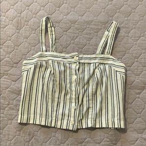 Brandy Melville Navy Striped Button up Crop top